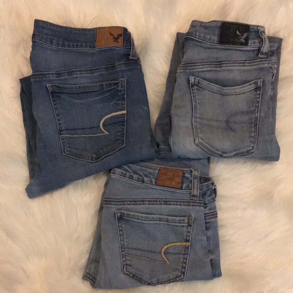 American Eagle Outfitters bundle of 3 Super Stretch Denim 0 , 4, 10